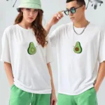 Avokado Tasarım Sevgili Çift Kombini Beyaz Oversize Tshirt 2'li Set - M/XL-alttext1
