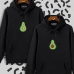 Avokado Tasarım Sevgili Çift Kombini Siyah Kapüşonlu Sweatshirt 2'li Set - S/M-alttext1