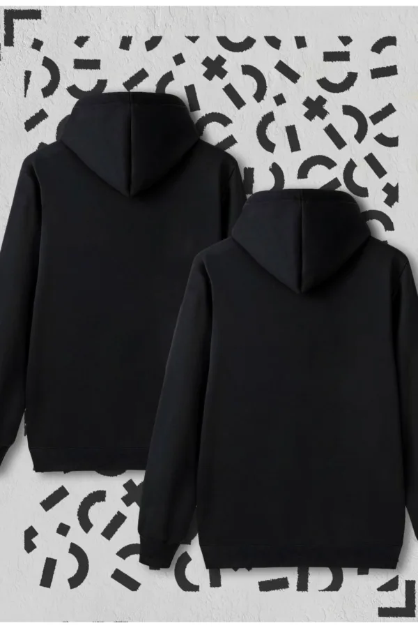 Avokado Tasarım Sevgili Çift Kombini Siyah Kapüşonlu Sweatshirt 2'li Set - S/M-alttext3