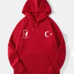 Ay Yıldız Türk Bayrağı ve Atatürk Baskılı Kırmızı Kapüşonlu Sweatshirt - M-alttext1