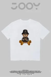 Ayıcık Baskılı Beyaz Oversize Tshirt-alttext1