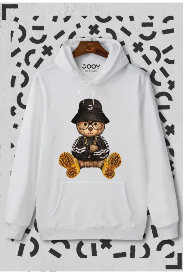 Ayıcık Baskılı Kapüşonlu Sweatshirt Hoodie - S-alttext1