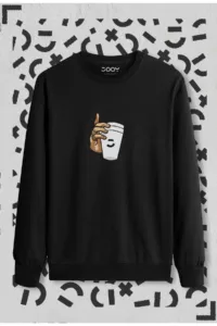 Bardak Baskılı Bisiklet Yaka Sweatshirt-alttext1
