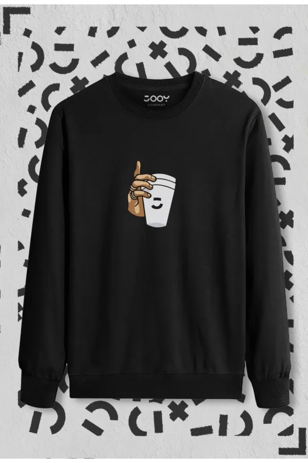 Bardak Baskılı Bisiklet Yaka Sweatshirt - XL-alttext1