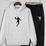 Basketball Player Beyaz Kapüşonlu Sweatshirt Siyah Eşofman Altı Takım - XL-alttext1