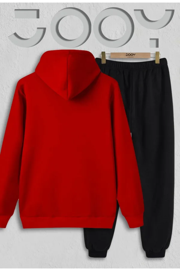 Basketball Player Kırmızı Kapüşonlu Sweatshirt Siyah Eşofman Altı Takım - M-alttext2