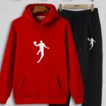 Basketball Player Kırmızı Kapüşonlu Sweatshirt Siyah Eşofman Altı Takım - M-alttext1