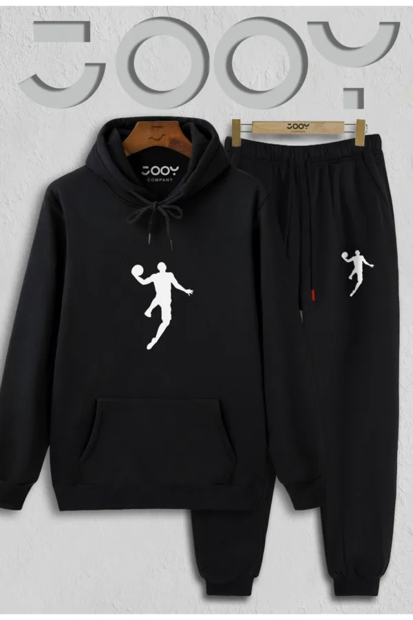 Basketball Player Siyah Kapüşonlu Sweatshirt Siyah Eşofman Altı Takım - S-alttext1