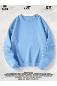 Bebe Mavi 3 iplik Bisiklet Yaka Düz Baskısız Basic Sweatshirt-alttext1