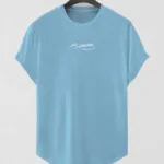 Bebe Mavi Atatürk İmza Baskılı Slim Fit Oval Kesim T-Shirt - S-alttext1