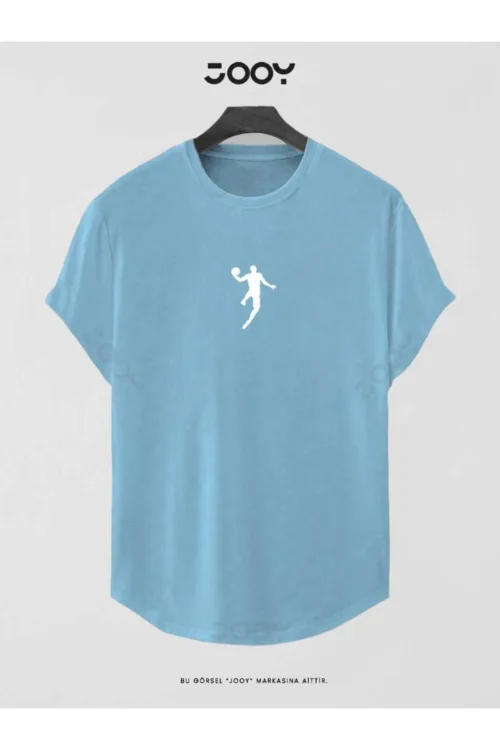 Bebe Mavi Basketball Player Baskılı Slim Fit Oval Kesim T-Shirt