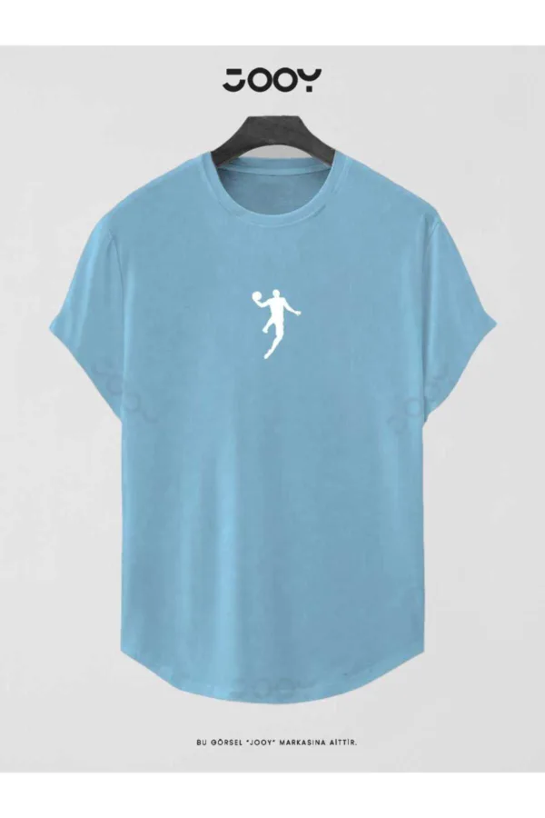 Bebe Mavi Basketball Player Baskılı Slim Fit Oval Kesim T-Shirt - 2XL-alttext1