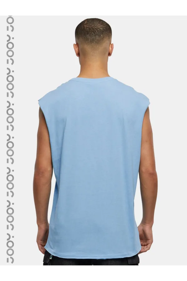 Bebe Mavi Erkek Pamuklu Antrenman Sporcu Atleti Oversize Kolsuz T-Shirt - L-alttext2