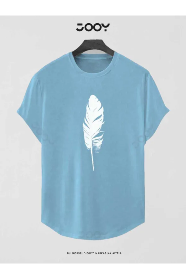 Bebe Mavi Tüy Baskılı Oval Kesim Slim Fit T-Shirt - 2XL-alttext1
