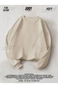 Bej 3 iplik Bisiklet Yaka Düz Baskısız Basic Sweatshirt-alttext1