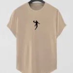 Bej Basketball Player Baskılı Slim Fit Oval Kesim T-Shirt - M-alttext1