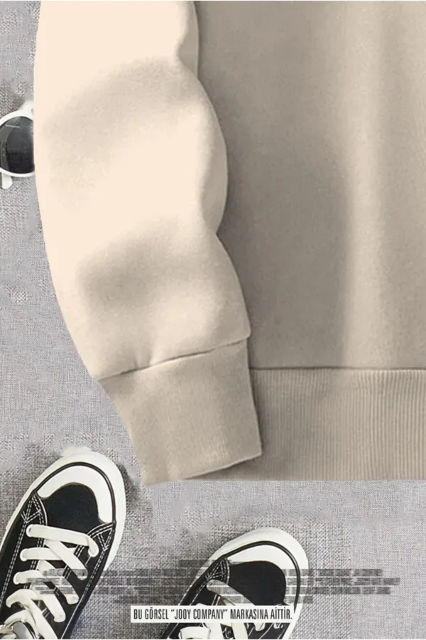 Bej Yarım Fermuarlı 3 İplik Sweatshirt - M-alttext3