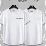 Beyaz 2'li Set Los Angeles Baskılı Slim Fit Oval Kesim Tshirt - XL-alttext1