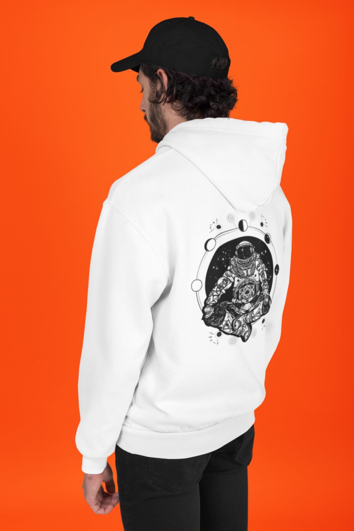 Beyaz Astronot Sweatshirt Hoodie-alttext1