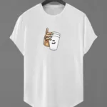 Beyaz Bardak Baskılı Slim Fit Oval Kesim T-Shirt - 2XL-alttext1