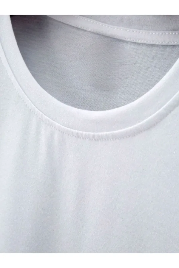 Beyaz Bardak Baskılı Slim Fit Oval Kesim T-Shirt - 2XL-alttext3