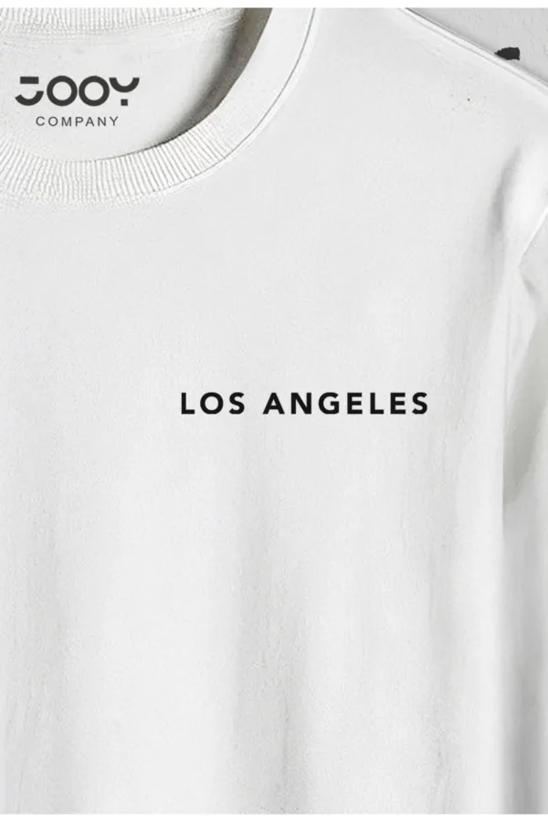 Beyaz Bisiklet Yaka Los Angeles Baskılı Sweatshirt - XL-alttext3