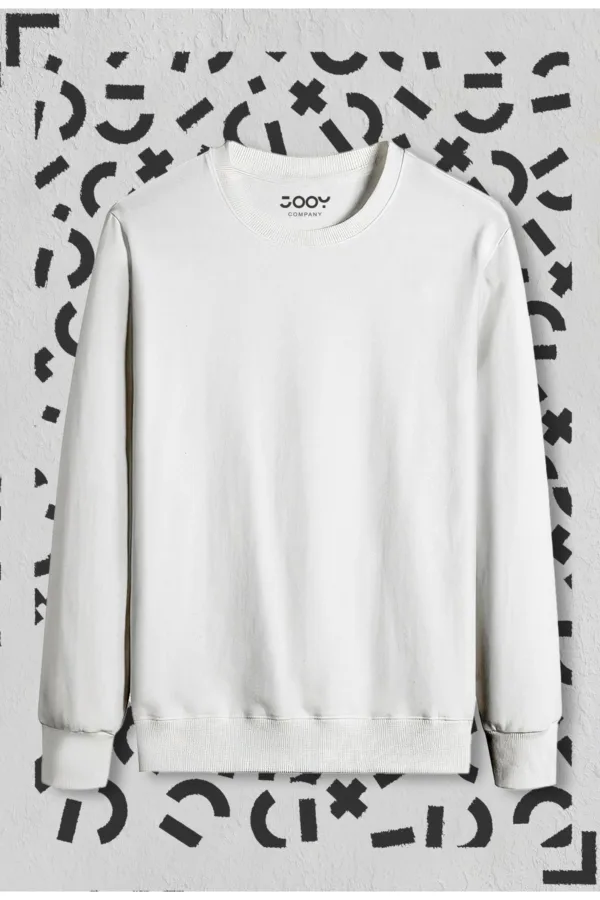 Beyaz Bisiklet Yaka Sweatshirt Gri Eşofman Altı Takım 2'li Kombin - S-alttext2