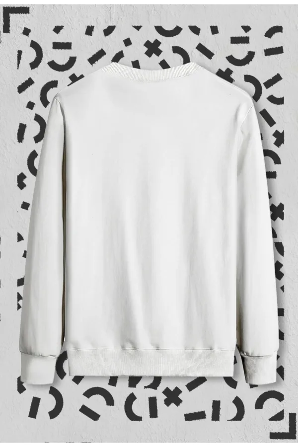 Beyaz Düz Basic Bisiklet Yaka Sweatshirt - S-alttext2