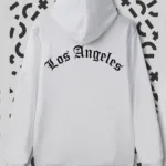 Beyaz Los Angeles Yazılı Kapüşonlu Sweatshirt Hoodie - L-alttext1