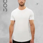 Beyaz Oval Kesim Düz Baskısız Basic Slim Fit Tshirt - S-alttext1