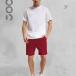 Beyaz Oversize Tshirt - Bordo Penye Şort Takım - M-alttext1