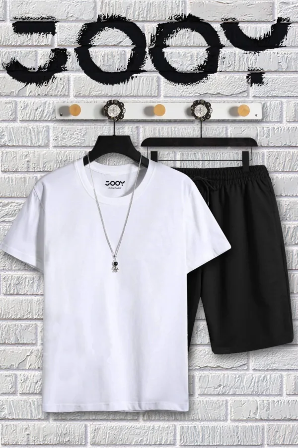 Beyaz Oversize Tshirt Ve Penye Şort Takım - L-alttext1