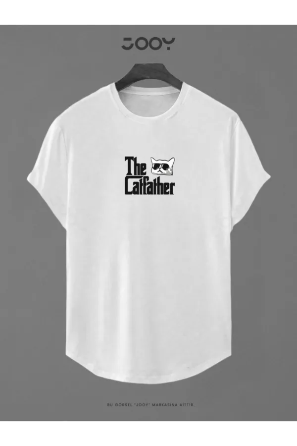 Beyaz The Catfather Baskılı Slim Fit Oval Kesim T-Shirt - XL-alttext1