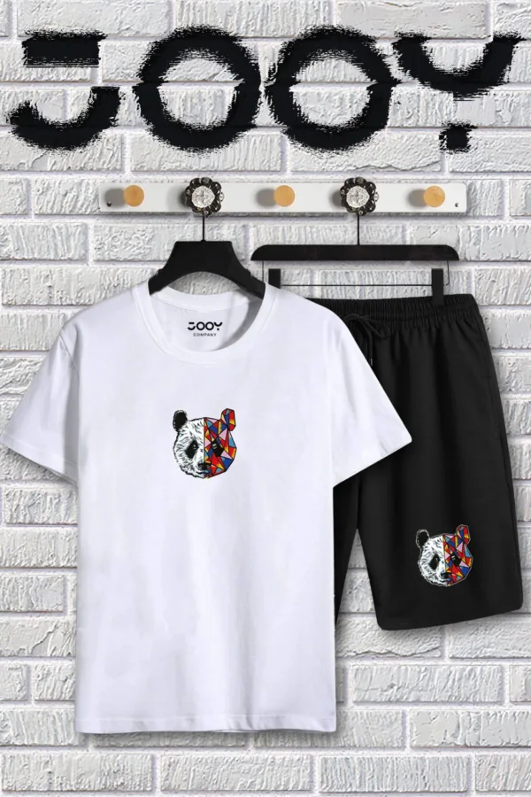 Beyaz Tokyo Panda Baskılı Oversize T-shirt Ve Penye Şort Takım - M-alttext2