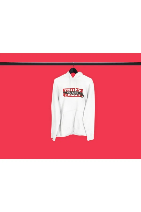 Beyaz Trust No One Sweatshirt Hoodie - S-alttext3