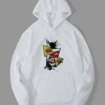 Beyaz WOW Tasarım Kapüşonlu Sweatshirt - S-alttext1