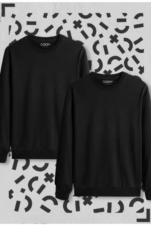 Bisiklet Yaka Pamuklu Penye Sweatshirt 2’li Avantaj Paket