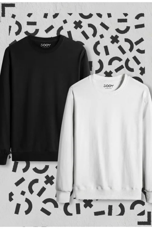 Bisiklet Yaka Pamuklu Penye Sweatshirt 2’li Avantaj Paket