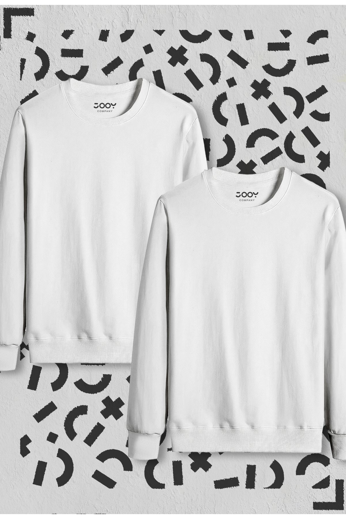 Bisiklet Yaka Pamuklu Penye Sweatshirt 2'li Avantaj Paket-alttext1