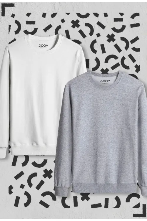 Bisiklet Yaka Pamuklu Penye Sweatshirt 2’li Avantaj Paket