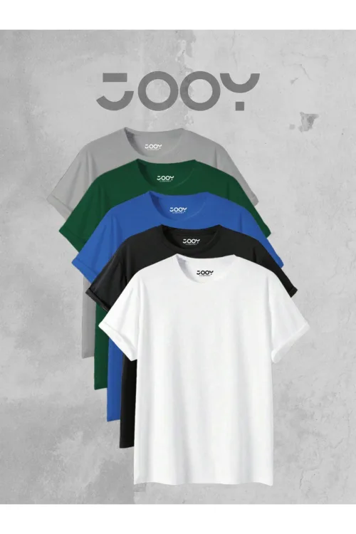 Bisiklet Yaka Rahat Kalıp Oversize Basic 5’li T-Shirt Paketi