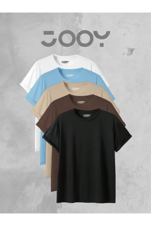Bisiklet Yaka Rahat Kalıp Oversize Basic 5’li T-Shirt Paketi