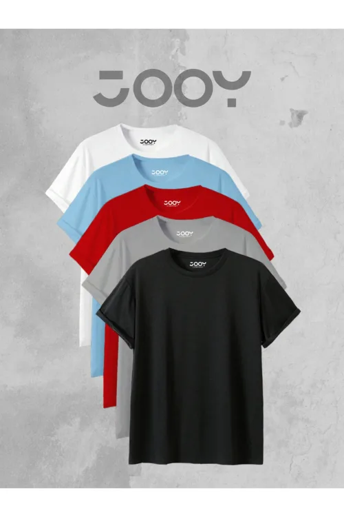 Bisiklet Yaka Rahat Kalıp Oversize Basic 5’li T-Shirt Paketi