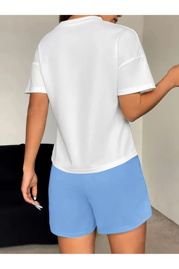 Brooklyn 1898 Baskılı Oversize T-Shirt Mavi Şort Alt Üst Takım - S-alttext4