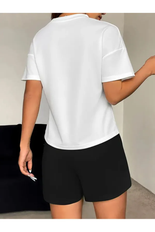 Brooklyn 1898 Baskılı Oversize T-Shirt Siyah Şort Alt Üst Takım - M-alttext4