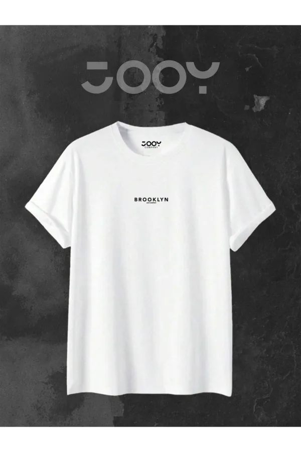 Brooklyn JC Baskılı Geniş Kalıp Oversize Beyaz T-Shirt - S-alttext2