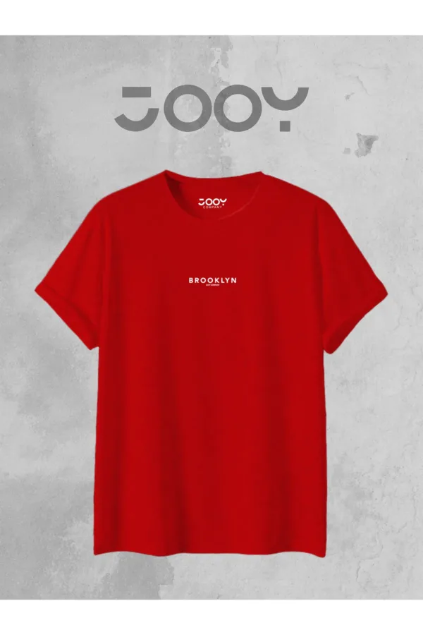 Brooklyn JC Baskılı Geniş Kalıp Oversize Kırmızı T-Shirt - L-alttext2
