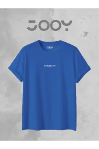 Brooklyn JC Baskılı Geniş Kalıp Oversize Saks Mavi T-Shirt-alttext1