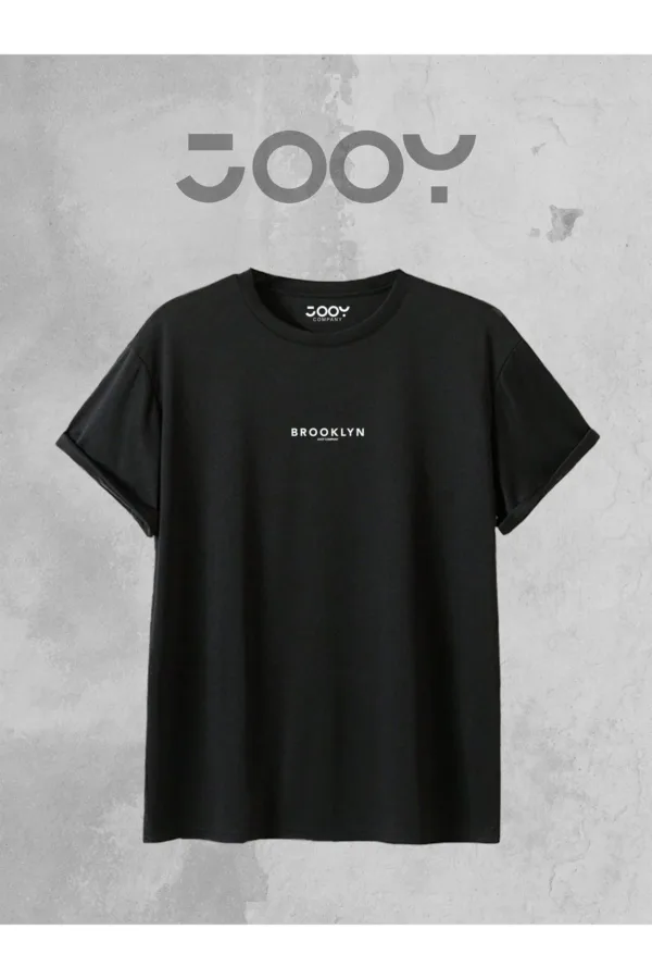 Brooklyn JC Baskılı Geniş Kalıp Oversize Siyah T-Shirt - S-alttext2