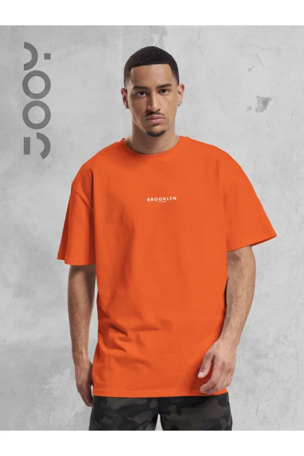 Brooklyn JC Baskılı Geniş Kalıp Oversize Turuncu Orange T-Shirt - S-alttext2